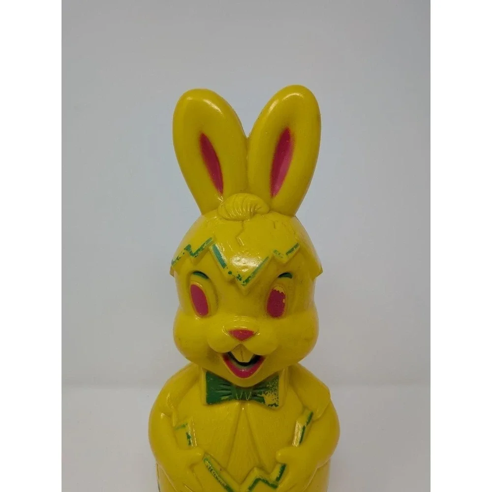 Vintage 11 Inch Rosbro Era Yellow Pink Green Easter Bunny Money Bank MCM Kitschy